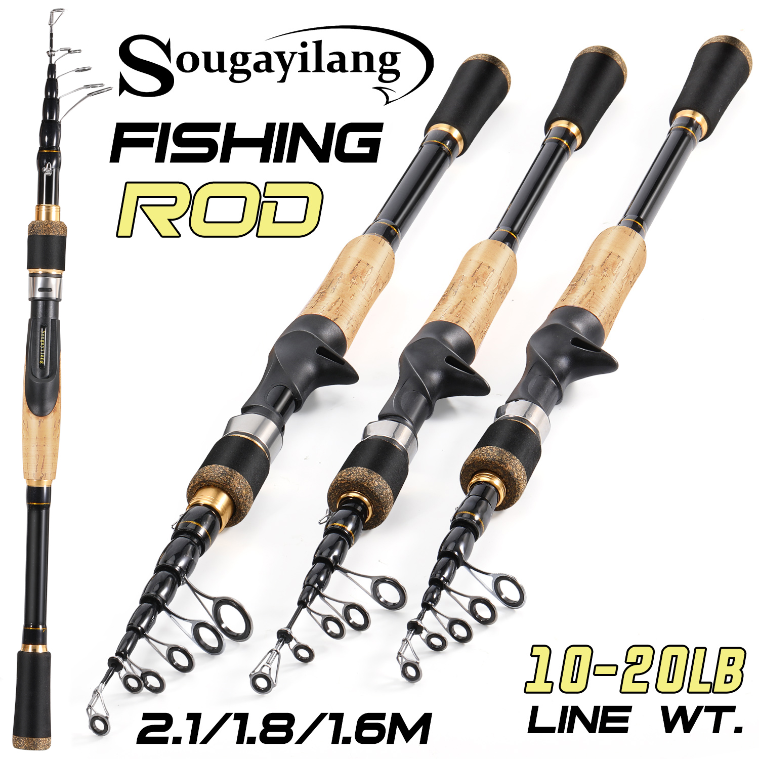 Fishing Rod Surf - Sougayilang Telescopic Fishing Rod 1.6-2.1m Casting/Spinning