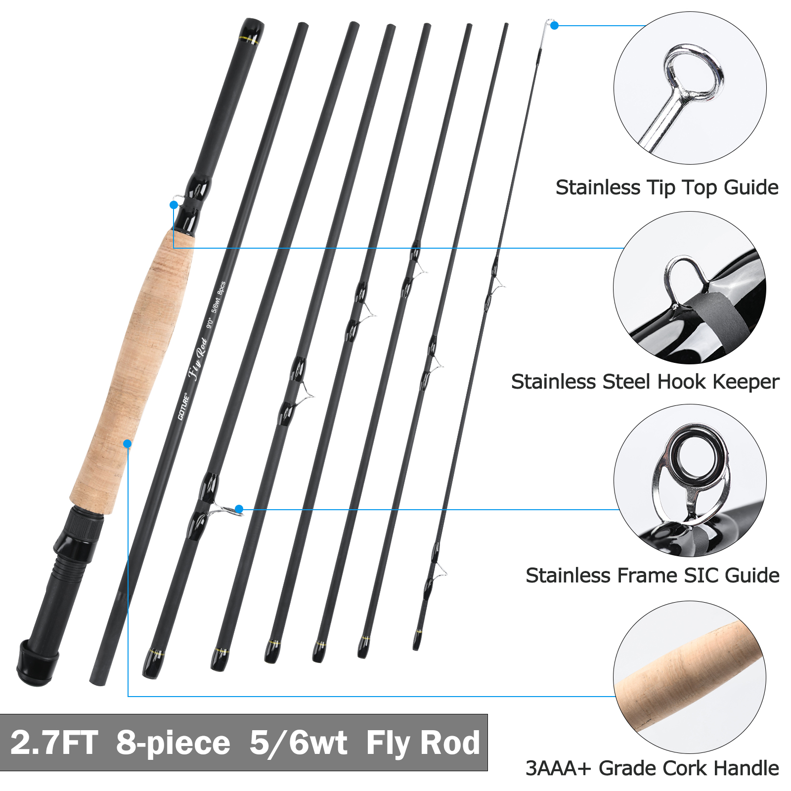 Goture 8Section Travel Fly Fis - Fishing Rod Fly のレビューと価格