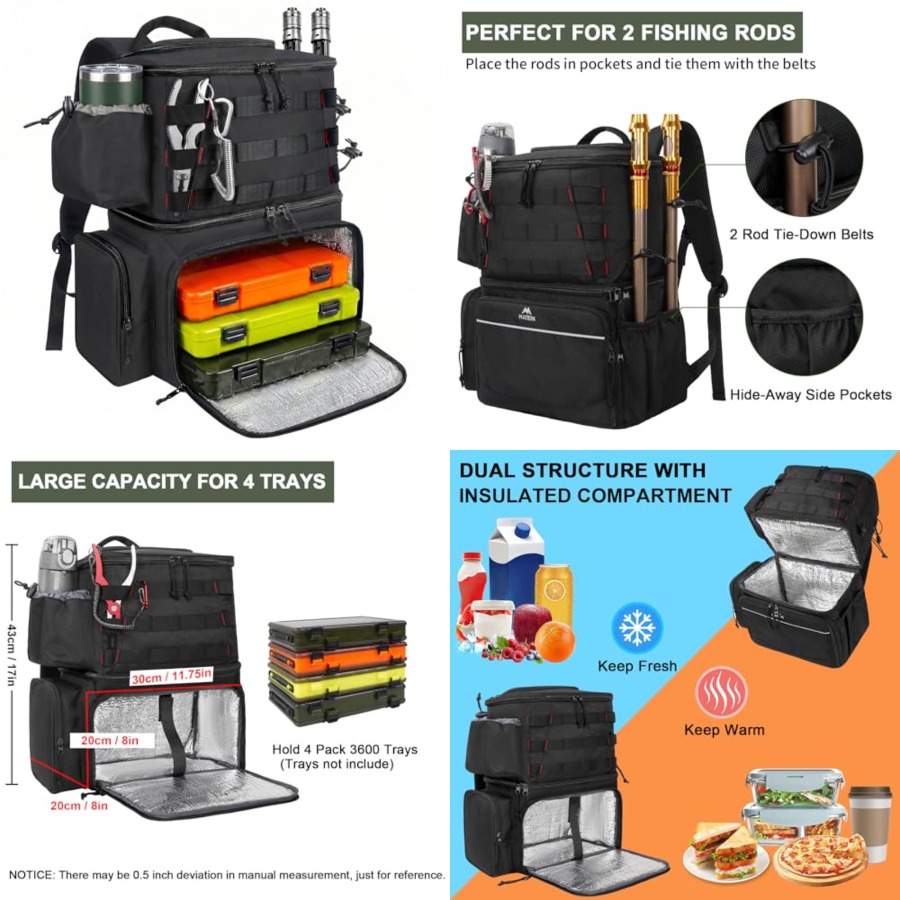 Fishing Backpack, Water Resist - Fishing Rod Holder のレビューと価格