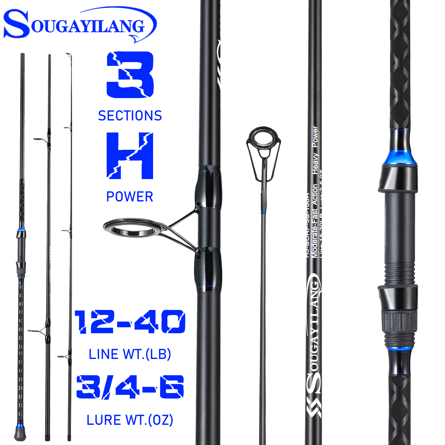 Sougayilang 3sections Spinning - Fishing Rod Surf のレビューと価格